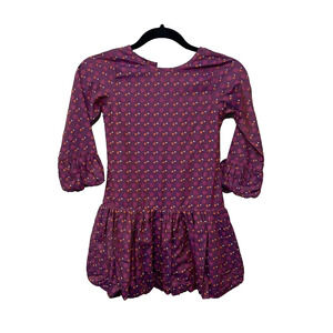 Sophie Catalou Girls Dress 7 8 Purple Polka‎ Dot Pink Cotton Button Back NWT